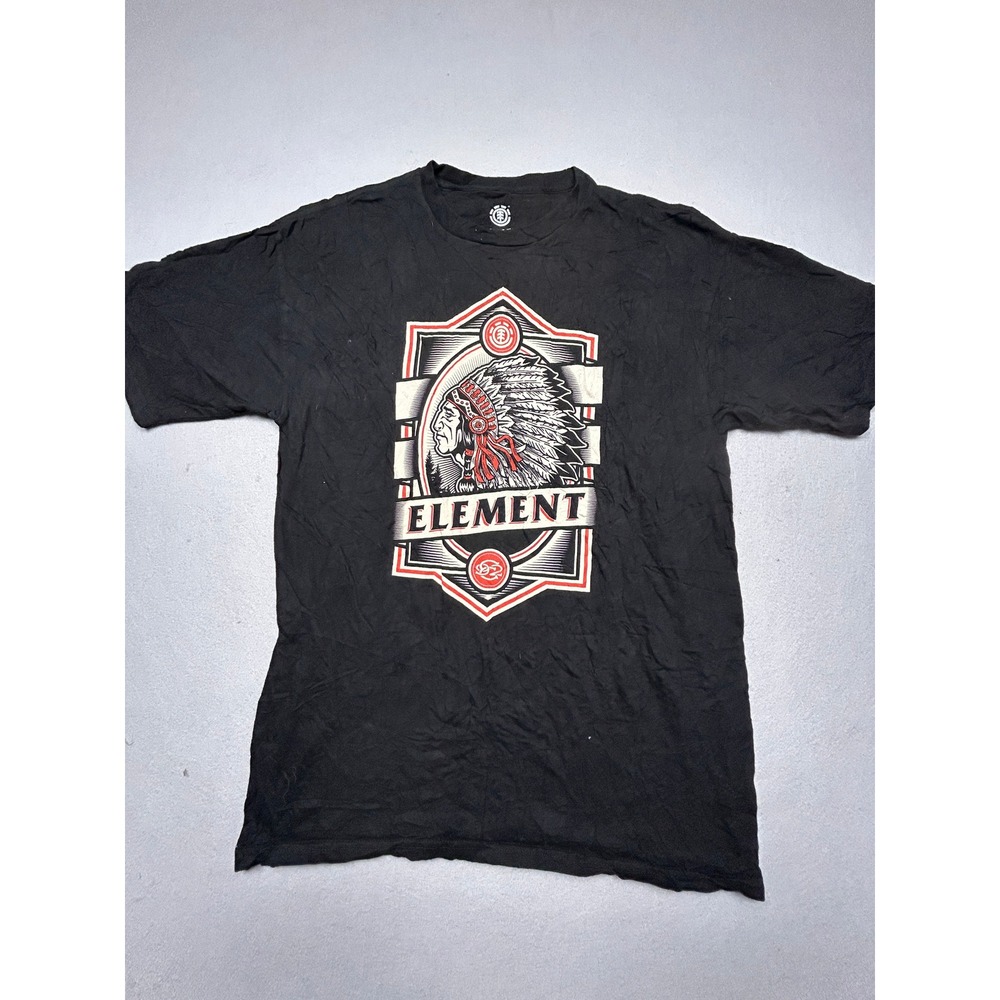 Element T-Shirt 100% Cotton Black Graphic Large Mens